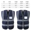 Gilet di sicurezza riflettente industriale Gilet di sicurezza riflettente Alta visibilità Protezione da costruzione blu navy con strisce riflettenti con cinque tasche