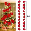 Decorações de Natal 2m 10 Luzes de corda de flores Flower Garland Poinsétia artificial para lareira de lareira de lareira de larnadores de natal 221201