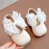 Platta skor barn läder småbarn baby barn fyrkantig huvud big båge prinsessan klänning chaussure fille för fest första vandrare