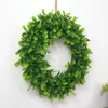 Decorative Flowers Artificial Green Leaves Wreath Faux Boxwood 16.5' Round For Front Door Wedding Decorations