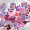 Lijmstickers roze paarse liefdesmateriaal plakkerige dagboekstickers esthetische plakboeksticker voor notebooks Stationery Supplies Pack DHWPQ