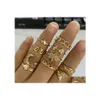 Band Rings Fashion Jewelry Knuckle Ring Set Chain Geometric Flower Moon Heart Crown Stacking Rings 10Pcs/Set Drop Delivery Dhn7H