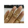 Bagues de bande Bijoux de mode Knuckle Ring Set Chaîne Géométrique Fleur Lune Coeur Couronne Anneaux Empilables 10Pcs / Set Drop Livraison Dhn7H