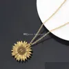 Pendentif Colliers Mode Femmes Chandail Chaîne Tournesol Collier Médaillon Ouvert Vous Êtes Mon Soleil Pendentif Colliers Résine Fleur Fille Dh9Lb