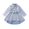 Płaszcz 1 5y Toddler Kid Baby Girl Autumn Winter Windbreaker Bow Otwear Overcoat Rain Coat Snowsit Solid Blue 221130