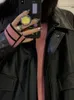 女性Sジャケットラウタロ春秋クールなレトロカジュアルカジュアルサイズの黒の防水ソフトフェイクレザー女性用ジッパーエラスティックウエスト221130