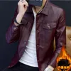 Men's Leather Faux Spring Autumn Fashion Turn Up Collar Pu Jacker Coats Men Smart Casual Overcoat Outwear Size M-4XL 221201