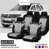 Universal Duster Printing Car Seat Cover Full Set Diamond Pattern Embossed and 2 Front Seats Interior Accessories