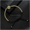 Charm Bracelets Fashion Jewelry Copper Gold Plated Zircon Glaze Evil Eye Bracelet Blue Eyes Adjustable Hand Rope Bracelets Drop Deliv Dhd9S