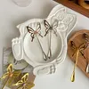 Dinnerware Sets Retro Crafts Hollow Stereo Butterfly Coffee Spoon Gold Plated Hanging Ear Band Drill Stirring