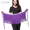 Stage Wear Belly Dance Costume Fringe Tassel Hip Scarf Waist Belt Chain Sequins Wrap Skirt