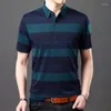 Polo's casual Polo Men voor heren SMART 2022 Merkkleding Ademend katoenen korte mouw afdraaien kraagtoppen gestreepte shirts voor Y5915