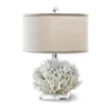 Lâmpadas de mesa importadas marinhas prateadas fita branca coral bosque lâmpada decorativa alta de 42cm