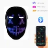 Party-Masken, 1 Stück, Bluetooth-kompatibel, Halloween, LED, leuchtend, Karneval, Festival, wechselndes Gesicht, Leuchten, Weihnachtsdekoration 221201