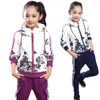 Conjuntos de roupas Conjunto de roupas femininas Jaqueta floral zíper infantil calça calças traje para terno esportivo Spring 221130