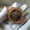 Good Factory Mens Watch Cal 324 حركة أوتوماتيكية 40 ملم روز الذهب شوكولاتة الاتصال الكلاسيكية 5711 الساعات U1F شفاف الظهر الغوص 307T