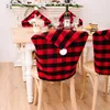 Chair Covers 1pcs Christmas Plaid With White Ball Reusable Back Slipcover For Xmas Home Decor F2n6