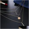 Pendant Necklaces Fashion Mtilayer Chain Metal Pendant Necklace For Women Boho Geometric Star Choker Gold Color Collier Femme Jewelr Dhnxs