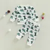 Giyim Setleri 10 10 Lioraitiin 0 3 yıllık yürümeye başlayan çocuk bebek kız 2pcs Sonbahar Seti Uzun Kollu Hayvan Dinozor Baskı Üst Pantolon 221130