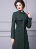 Fashion Runway Autumn Winter Trench Casat for Women Elegant Stand Collar Colar Long sobretudo