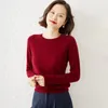 Women's Knits Elegant Autumn Winter Sweater Women Wool Knitted Pullover Solid Color Women's Jumper O Neck Tops Clothing WF189