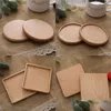 Cups Saucers Square Round Cup Mat Wooden Cups Coaster Antiskid Heat Insation Circar Wood Lines Teacup Bowl Bottom Mats 10 Dhgarden Dhlus