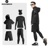 Men's Tracksuits ROCKBROS Tracksuit Gym Fitness Compression Sports Suit Clothes Running Jogging Sportwear Exercise Workout Tights 5 Pcs/Set 221201