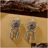 Dangle Lustre Rétro Ruban Couleur Feuille Gland Indien Jhumka Boucles D'oreilles Pour Les Femmes Gypsy Tribe Boho Ethnique En Forme De Coeur Creux Goutte Dhplq