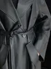 Giacche da donna Lautaro Primavera Autunno Trench coat lungo in pelle nera oversize per donna Fusciacca Bottone singolo Allentato Elegante moda coreana 221130