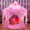 Toy Tents Girl Princess Pink Castle Portable Children Outdoor Garden Folding Play Tent Lodge Kids Ball Pool Indoor Playhouse 221129