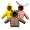 Down Coat Cartoon Children Hooded Peded Dieren Patroon Outerwear Chick S jongens konijn parkas jas herfst warme tops 221130