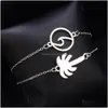 Bangle Fashion Jewelry Metal Alloy Wave Coconut Tree Double Layer Armband Charms Armband Drop Delivery Dhock