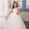 فساتين فتاة 2022 زهرة الدانتيل الأبيض لحفل زفاف واحد غلاف الأطفال مسابقة ثوب بالتواصل