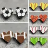 Heart Sports Baseball Stud Earrings Rugby Football Basketball Wood Stud Fashion Accessories