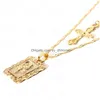 Pendant Necklaces Geometric Rose Mti Layer Cross Pendant Chain Square Gold Beads Flower Necklaces Women Floral Fashion Neck Jewelry Dhi0D