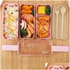 Bento Boxes Пластиковая ланч -коробка вилка ложка прозрачная er 3 слои ящики для хранения продуктов питания.