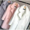 여자 모피 S-6XL 패션 겨울 여성 의류는 칼라를 거절합니다. 긴 외투 가짜 트렌치 코트