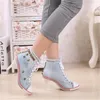 اللباس أحذية Comemore Women Canvas Denim High High Cheels Rivets Fashion Shoe Swing Sneaker S Pumps Black Blue Autumn 221130