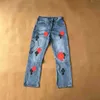 Дизайнерские мужские джинсы с принтом 2023 г. Джинсы с вышивкой через кожу chromeheart с завышенной талией для любителей мужского пола Свободные