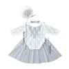 Clothing Sets Baby Pography Props 3PCS Girl Lace Rompers Ribbon Headdress Set Retro Lovely Shooting Dropship