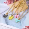 Hangende kettingen Koreaanse boho snoepkleur acryl vlinder ketting voor vrouwen mode sleutelbeen ketting kleine hangende sieraden kraag m dhtzp