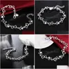 Urok Bracelets 925 Sterling Sier Fl Heart Aaa Cyrron Chain Bransoletka dla kobiet Wedding zaręczynowy impreza mody biżuteria Dostarcz dh3xl