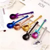 Spoons Guitar Shape Spoons Dessert Snack Originality Stainless Steel Kitchen Accessories Coffee Music Stir Spoon Gold Siers Plated 3 Dhkmh