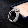 Wedding Rings Huitan Trendy For Women High Quality Silver Color Ring Brilliant Cubic Zircon Fashion Engagement Bands Jewelry