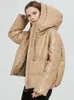 Femmes Vestes Aachoae Femmes Épais Chaud PU Faux Cuir Manteau Rembourré Hiver Zipper À Capuche Veste Parka À Manches Longues Poches Survêtement Tops 221130