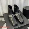 Осень и зимняя кожаная квадратная голова ретро короткие ботинки Chelsea Boots British Wind Elice Flat Bottom Boots Martin 221201