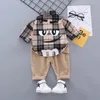 Clothing Sets Autumn Spring Baby Boy Fashion Formal Kid Suits Plaid Shirt Pants 2pac set Children Clothes 1 2 3 4 5 Years 221130