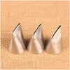 Baking Pastry Tools Stainless Steel Nozzle 3Pcs Rose Flowers Flat Petal Mouth Personality Decoration Cake Cream Baking Tool Nozzle Dhows