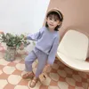 Kläder sätter Autumn Girls Casual Loose Sweater Pants Passar 2st tröja Barn stickade vinterkläder Set babykläder 221130