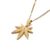 Pendentif Colliers 24K Or Couleur Feuille Collier Femmes Hommes Mode Charme Bijoux